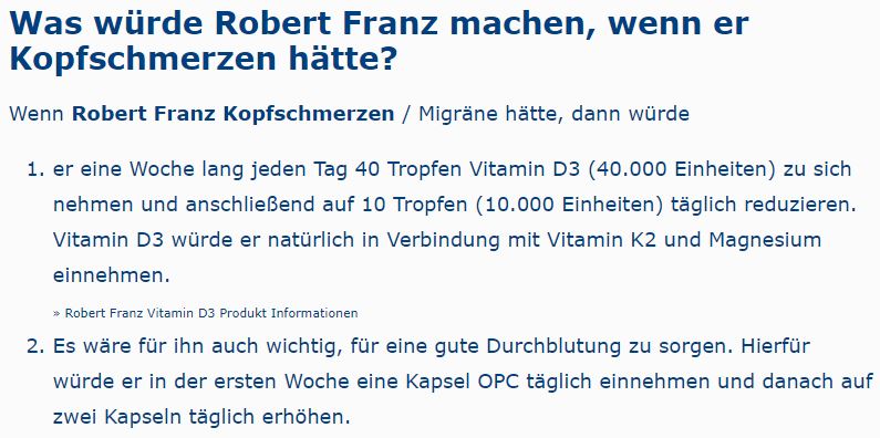 Robert Franz Kopfschmerzen